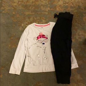 Gymboree polar bear shirt and  Mudd black pants
